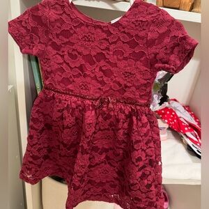 Burgundy lace baby dress